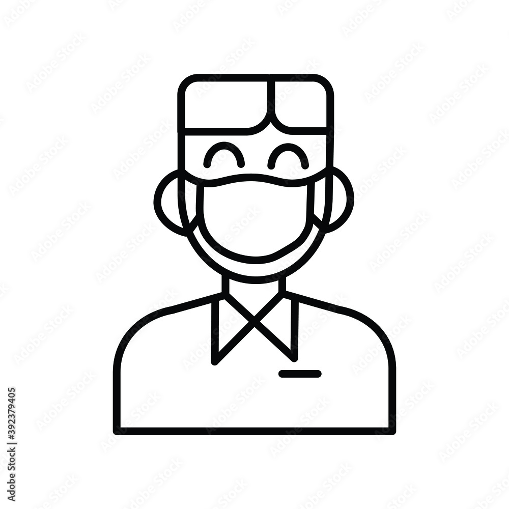 Young guy wearing mask line icon