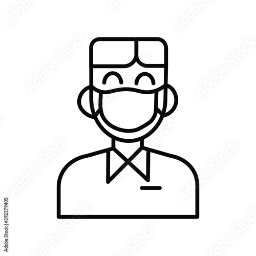 Young guy wearing mask line icon