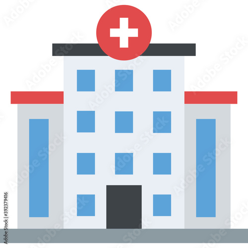 
A healthcare facility building with a cross sign symbolic of a hospital
