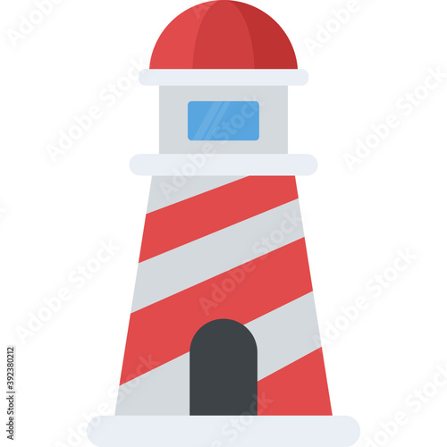 
A sea tower or lighthouse with yellow beam

