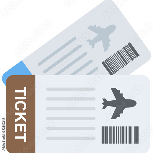 
An aeroplane ticket, travelling invoice flat icon

