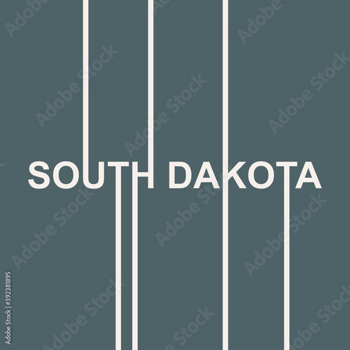 Image relative to USA travel. South Dakota state name in geometry style design. Creative vintage typography poster concept.