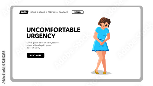Woman With Uncomfortable Urgency Situation Vector Illustration