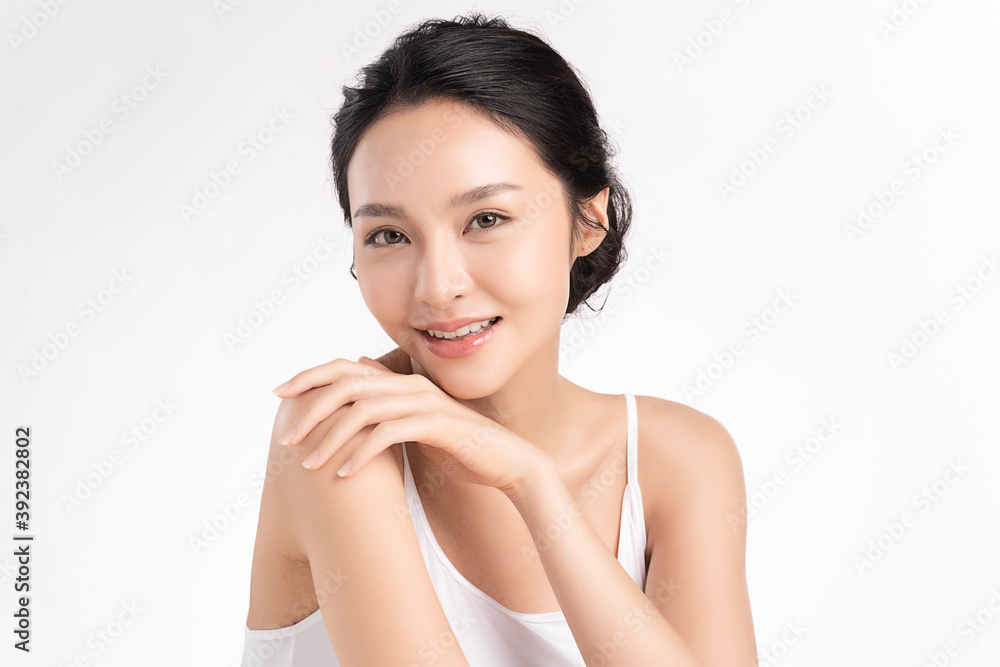 Beautiful young asian woman with clean fresh skin on white background, Face care, Facial treatment, Cosmetology, beauty and spa, Asian women portrait Beautiful young asian woman with clean fresh skin on white background, Face care, Facial treatment, Cosmetology, beauty and spa, Asian women portrait