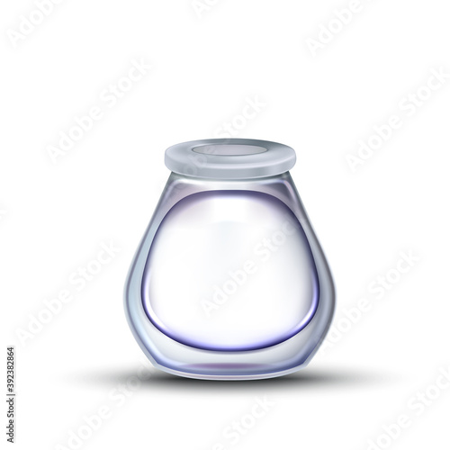Inkwell Stationery Empty Glass Container Vector Illustration