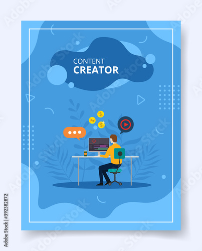 Content creator edit video upload for template of banners, flyer, books cover, magazines with liquid shape style