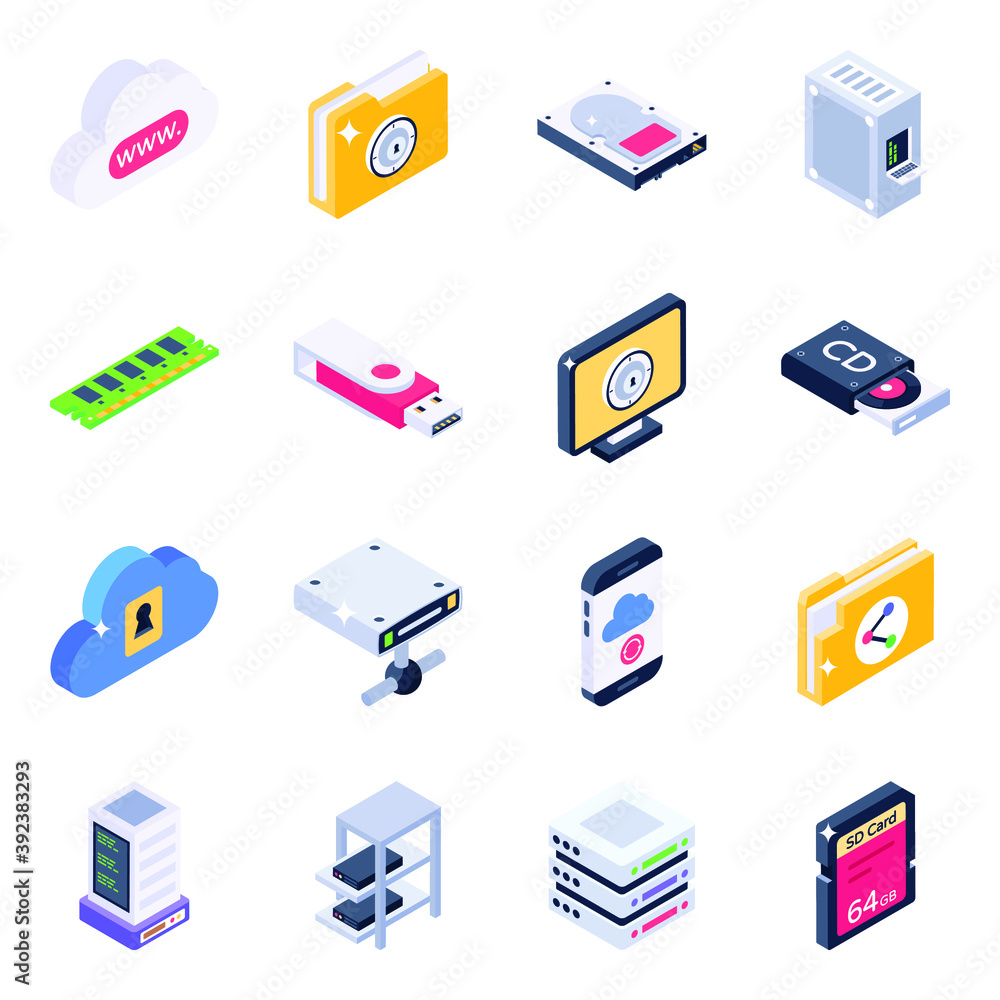 
Set of Big Data Isometric Icons 
