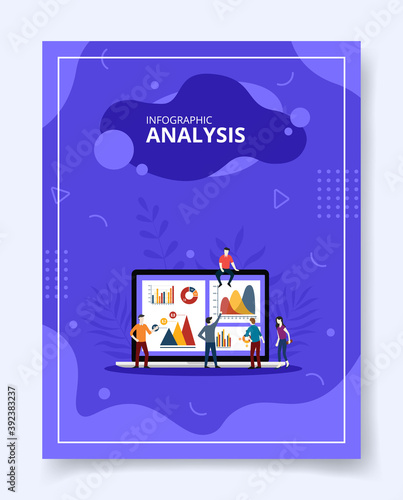 Infographic analysis people analytic chart diagram on laptop for template of banners, flyer, books cover, magazines with liquid shape style