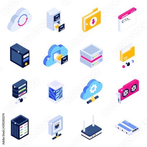 
Set of Big Data Isometric Icons 

