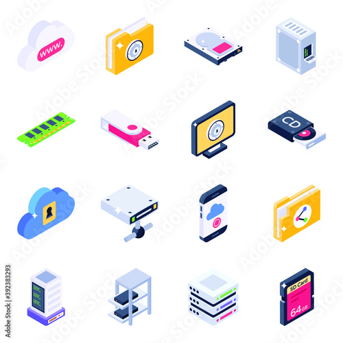
Set of Big Data Isometric Icons 
