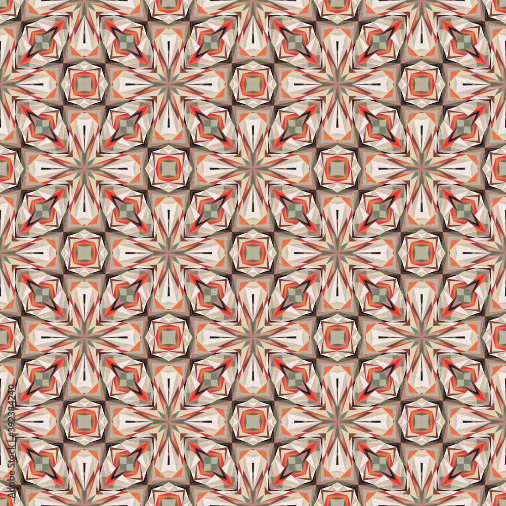Geometric seamless pattern, abstract colorful background, fashion print, vector texture for textile, fabric, wallpaper, wrapping paper.