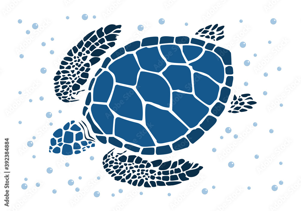 Obraz premium graphic sea turtle,vector illustration of sea turtle,vector of turtle design on a white background,save a turtle.