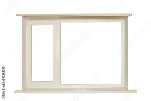 Closeup shot of a window on an isolated white background photo