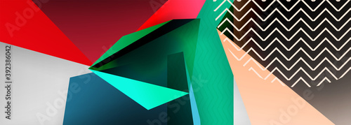 Low poly 3d geometric shapes, minimal abstract background. Vector illustrations for covers, banners, flyers and posters and other