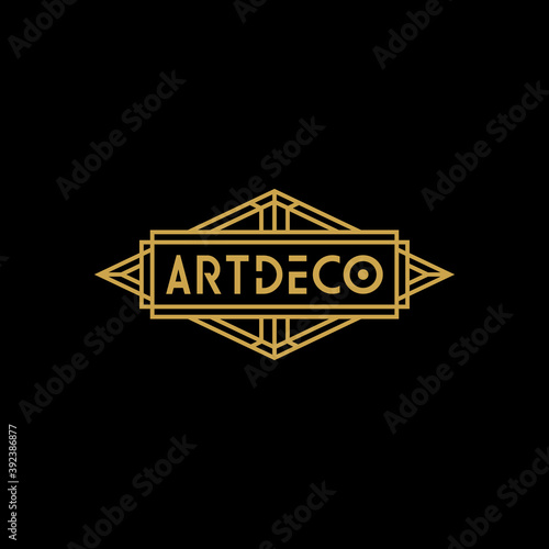 vintage thin line geometric art deco style sign vector icon
