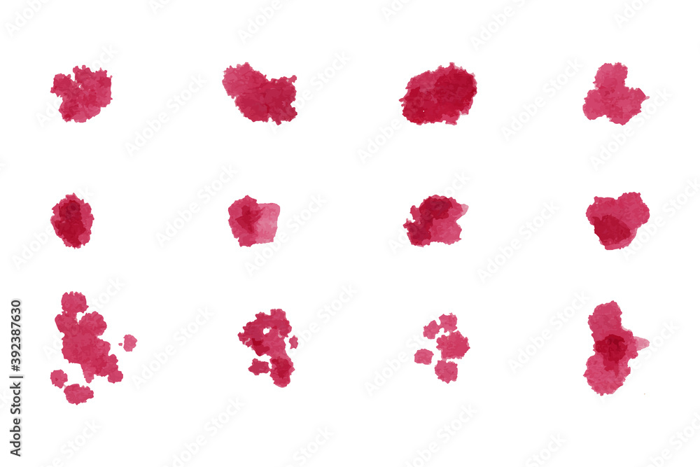 Red Color watercolor brush vector set
