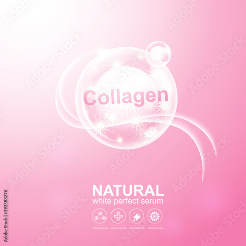 Collagen Solution Serum and Vitamin Vector Background.