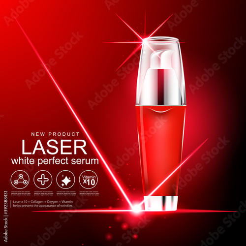 Collagen Serum Red Laser and Vitamin for Skin Care Products Concept.