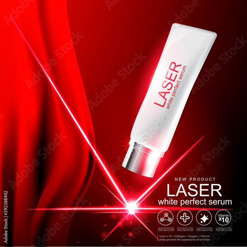 Collagen Serum Red Laser and Vitamin for Skin Care Products Concept.