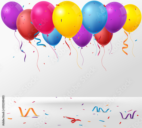 Colorful Birthday celebration banner with balloons