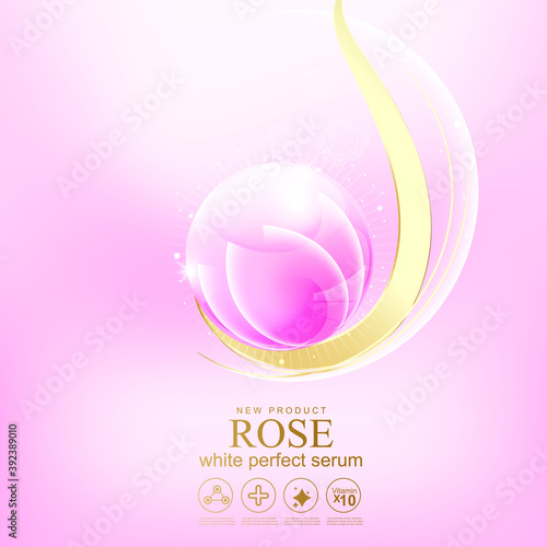 Collagen and Serum Skin Care Rose Product Background Concept Cosmetic for Skin.