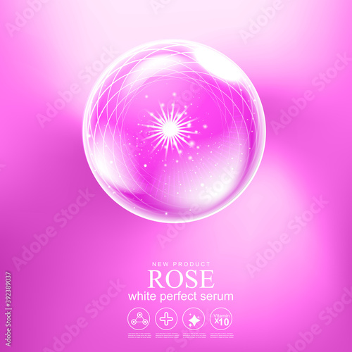Collagen and Serum Skin Care Rose Product Background Concept Cosmetic for Skin.