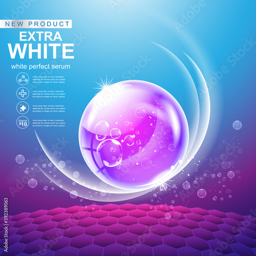 Collagen Extra White Serum and Vitamin for Skin Care Products Concept.