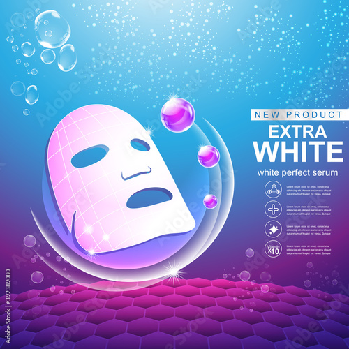Collagen Extra White Serum and Vitamin for Skin Care Products Concept.