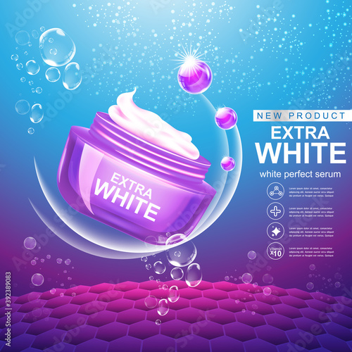 Collagen Extra White Serum and Vitamin for Skin Care Products Concept.