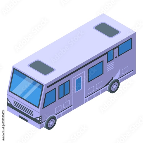 Adventure motorhome icon. Isometric of adventure motorhome vector icon for web design isolated on white background