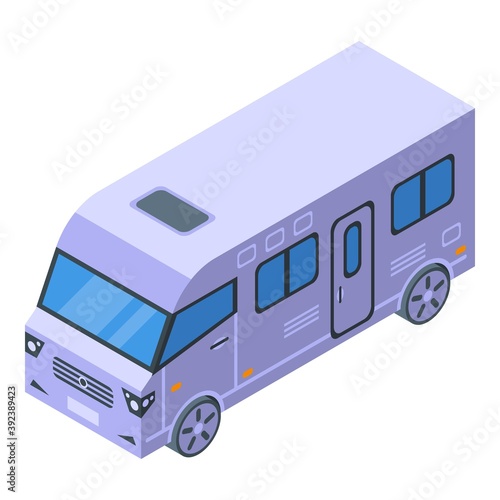 Travel motorhome icon. Isometric of travel motorhome vector icon for web design isolated on white background