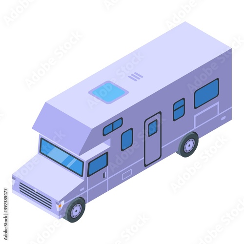 Retro motorhome icon. Isometric of retro motorhome vector icon for web design isolated on white background