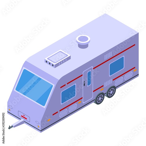 Retro motorhome trailer icon. Isometric of retro motorhome trailer vector icon for web design isolated on white background