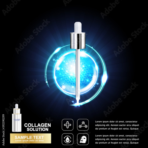 Collagen Serum and Vitamin Background Concept Skin Care Cosmetic.