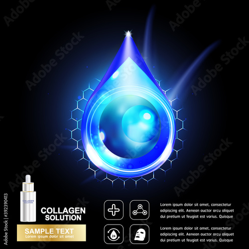 Collagen Serum and Vitamin Background Concept Skin Care Cosmetic.