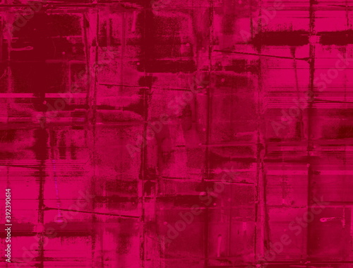 Red, monochrome background with square, dark accents.