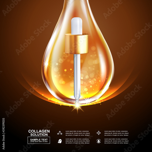 Collagen Serum and Vitamin Background Concept Skin Care Cosmetic.