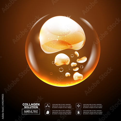Collagen Serum and Vitamin Background Concept Skin Care Cosmetic.