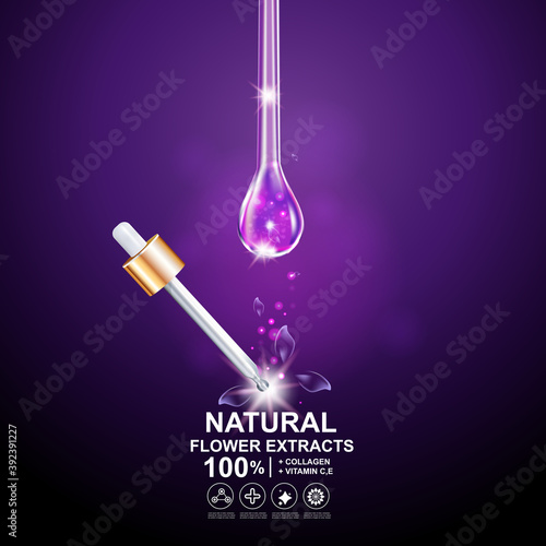 Collagen Serum and Vitamin Background Concept Skin Care Cosmetic.