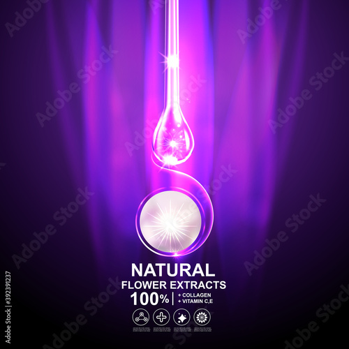 Collagen Serum and Vitamin Background Concept Skin Care Cosmetic.