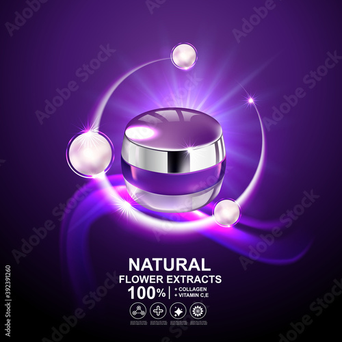 Collagen Serum and Vitamin Background Concept Skin Care Cosmetic.