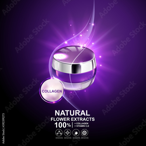Collagen Serum and Vitamin Background Concept Skin Care Cosmetic.