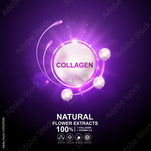 Collagen Serum and Vitamin Background Concept Skin Care Cosmetic.