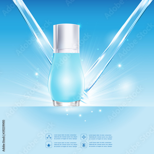 Collagen Mineral Water Serum and Vitamin Background Concept Skin Care Cosmetic.