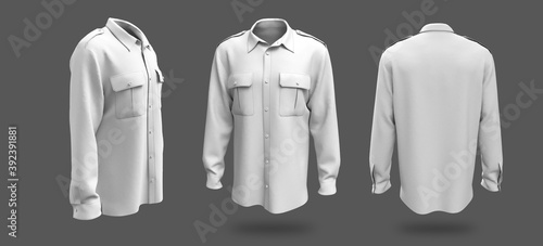 Men's longsleeves military shirt mockup. 3d rendering, 3d illustration photo
