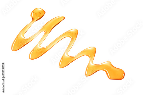 Wall Mural Glistening zigzag drizzle of golden honey on white