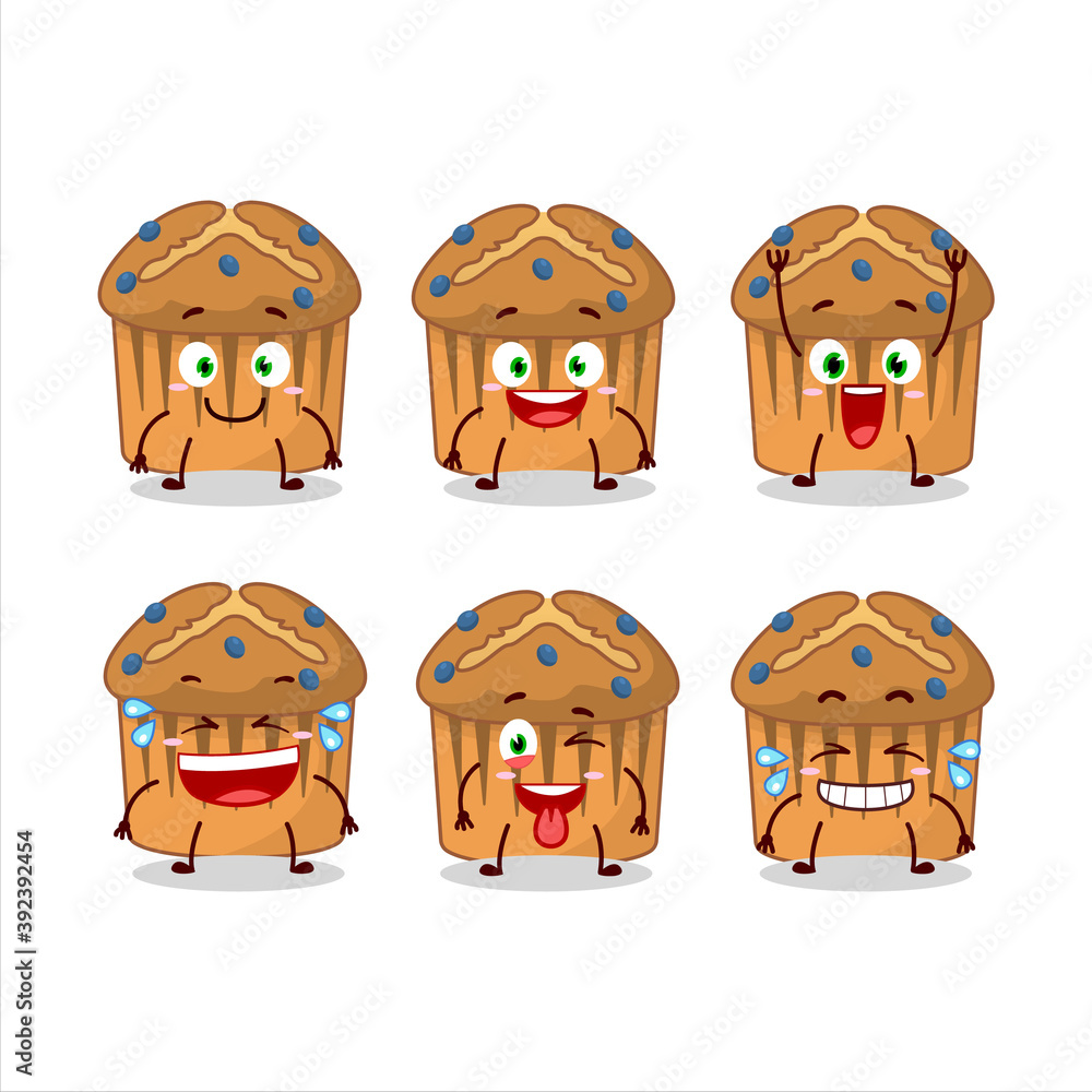Cartoon character of blueberry muffin with smile expression Cartoon character of blueberry muffin with smile expression