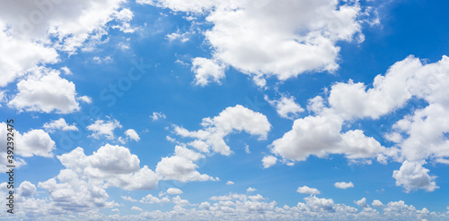 Panorama blue sky and clouds with daylight natural background.