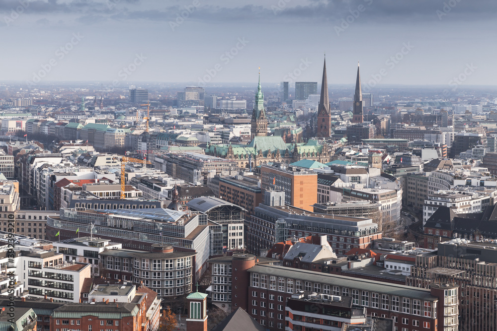 Hamburg cityscape, Germany. Aerial view
