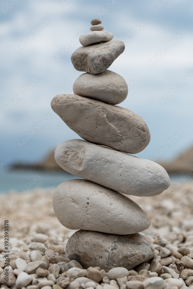 Stone balancing close up
